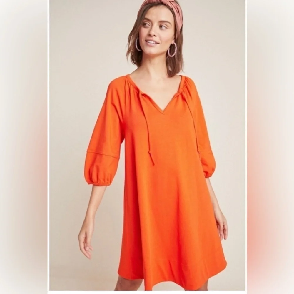 ANTHROPOLOGY ANAIS ORANGE TUNIC DRESS XS - Picture 1 of 10